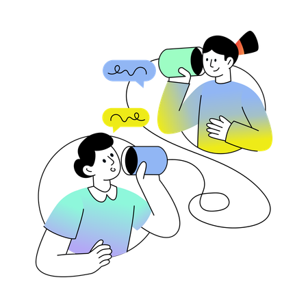 People enjoying Cup Phone  Illustration