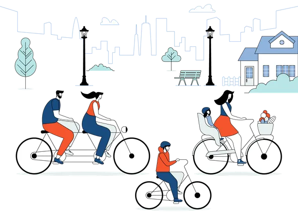 People enjoying cycle ride  Illustration