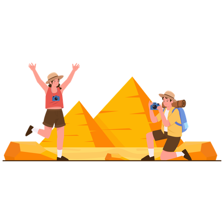 People enjoying Egypt Pyramid Adventure  Illustration