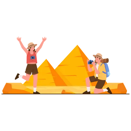 People enjoying Egypt Pyramid Adventure  Illustration