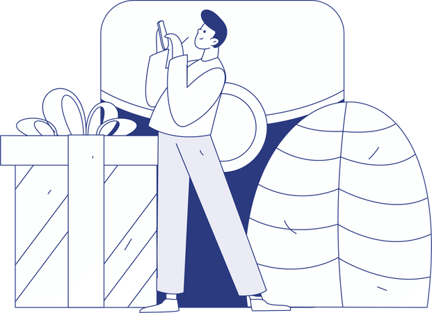 People enjoying festive season offer on website  Illustration