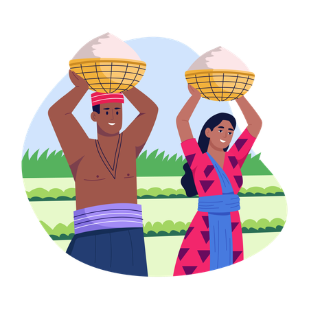People enjoying harvesting festival  Illustration