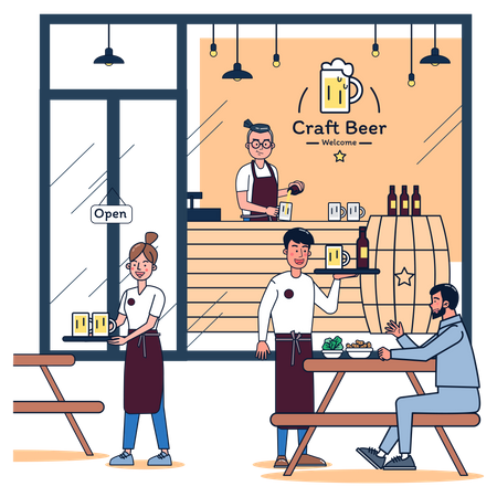 People enjoying in bar  Illustration