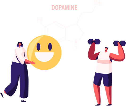 People Enjoying Life due to Hormones Production in Organism  Illustration