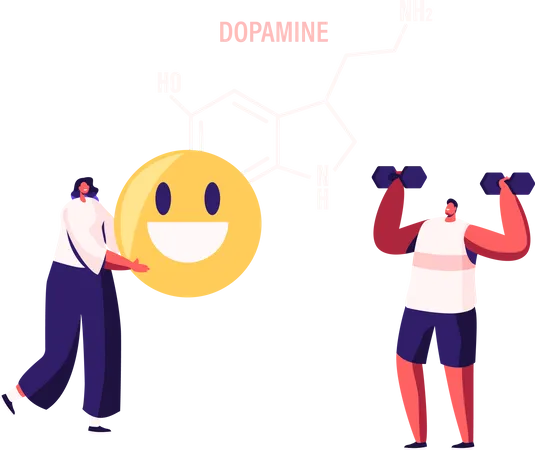 People Enjoying Life due to Hormones Production in Organism  Illustration