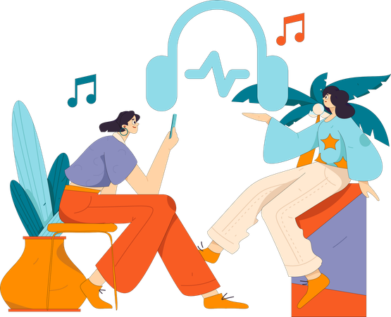 People enjoying music  Illustration