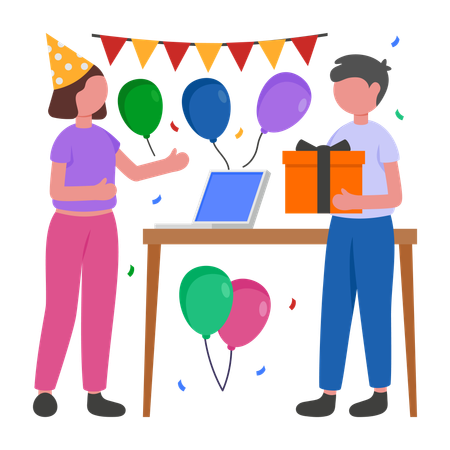 People enjoying office Party  Illustration