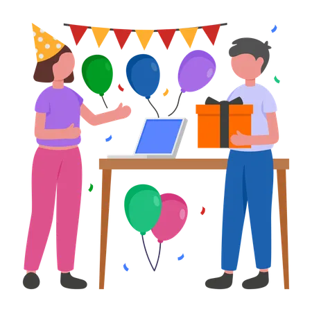 People enjoying office Party  Illustration