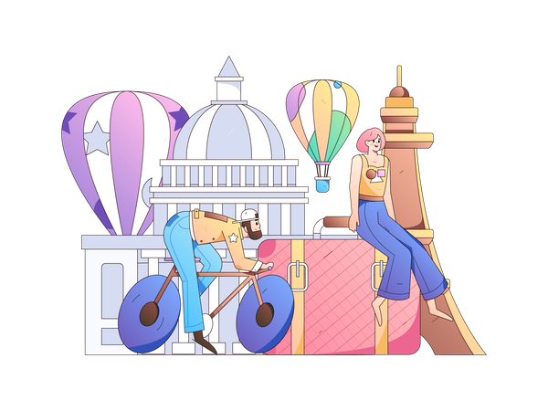 People enjoying on global travel  Illustration