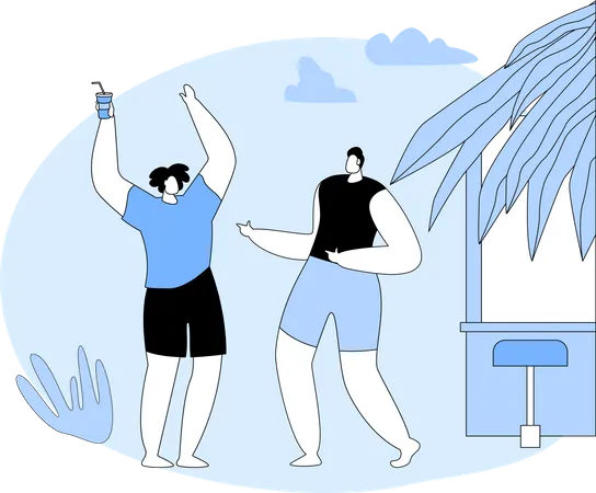 People enjoying party at summer beach Illustration