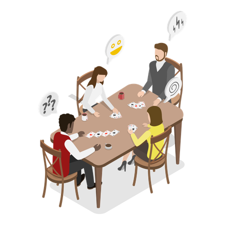 People enjoying Poker Party  Illustration