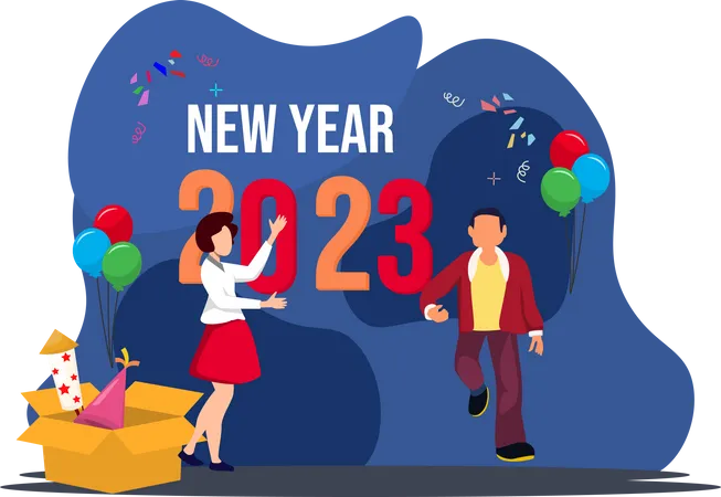 People Enjoying Resolution Of New Year  Illustration