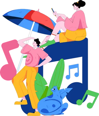 People enjoying rhythmic joy  Illustration