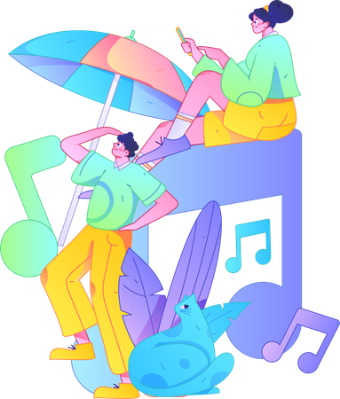 People enjoying rhythmic joy  Illustration