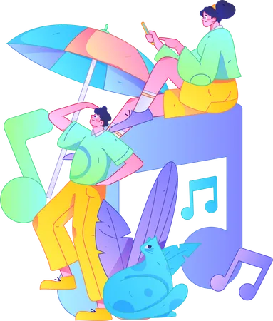 People enjoying rhythmic joy  Illustration