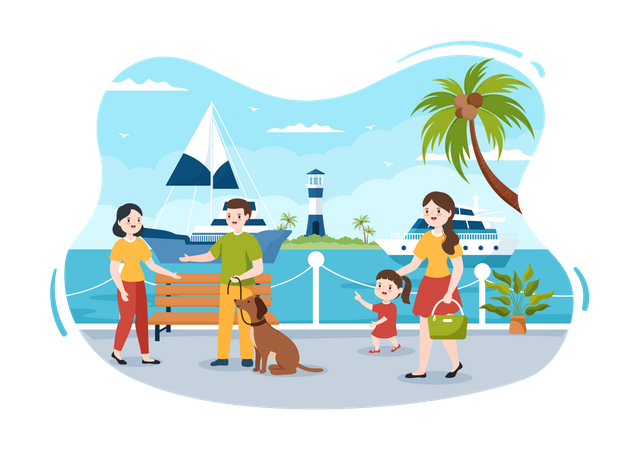 People enjoying summer vacation  Illustration