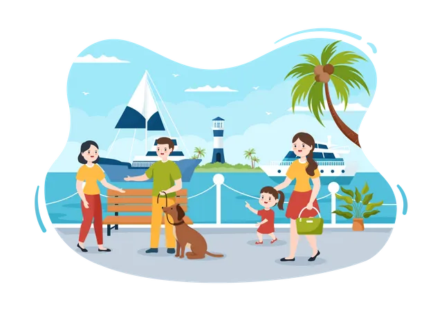 People enjoying summer vacation  Illustration