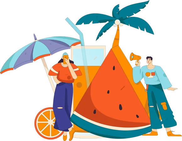 People enjoying summer vacation  Illustration