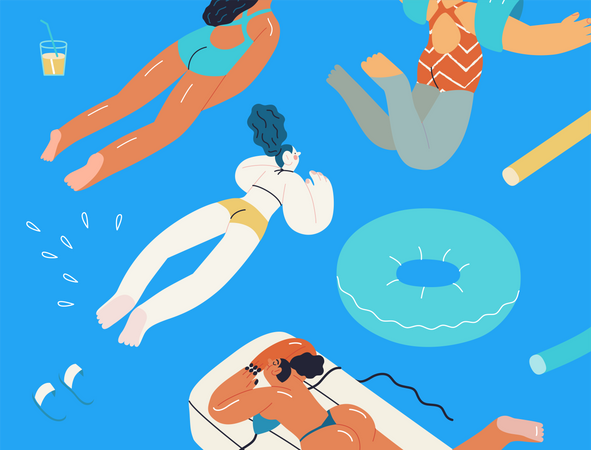 People Enjoying Summer Vacation  Illustration