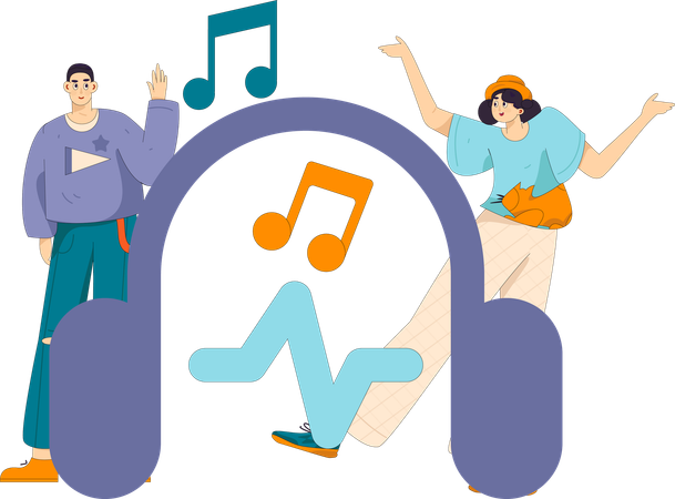 People enjoying their musical journey  Illustration