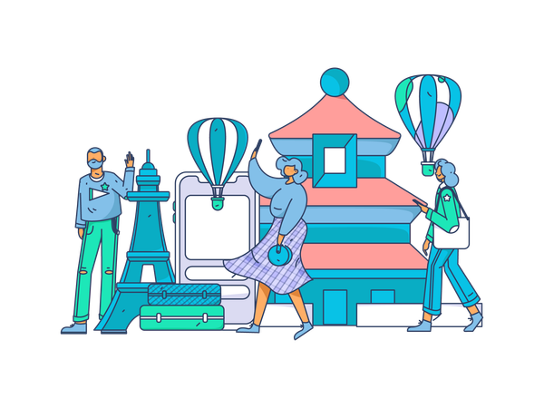 People enjoying trip  Illustration