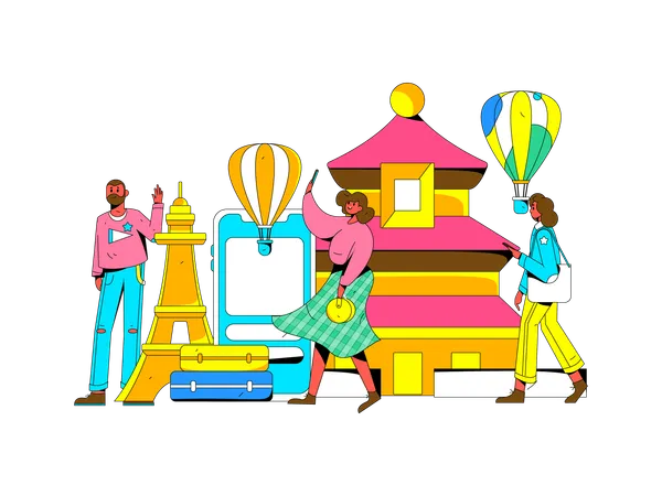 People enjoying trip  Illustration