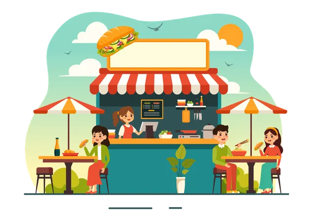 Vietnamese Food Restaurant Vector Illustration Of A Menu Featuring A Collection Of Various Delicious Cuisine Dishes In Flat Style Cartoon Background Ilustración