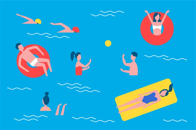 People enjoying water activities  Illustration