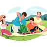 people enjoying picnic illustration svg
