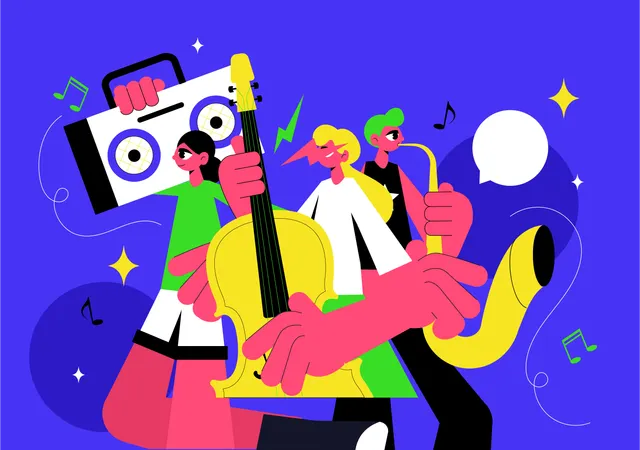 People Enjoying World Music Day  Illustration