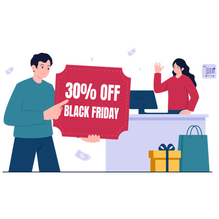 People enjoys Black Friday 30% Offer  Illustration