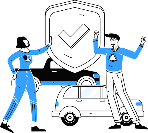 People enrolls car for vehicle insurance  Illustration