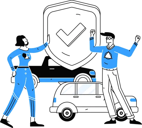 People enrolls car for vehicle insurance  Illustration