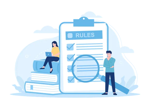 People evaluate the rules for business growth  Illustration