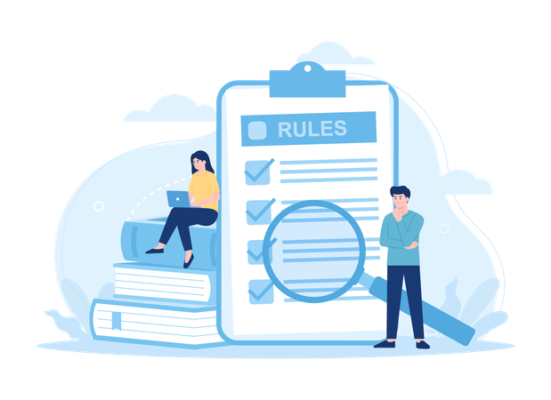 People evaluate the rules for business growth  Illustration