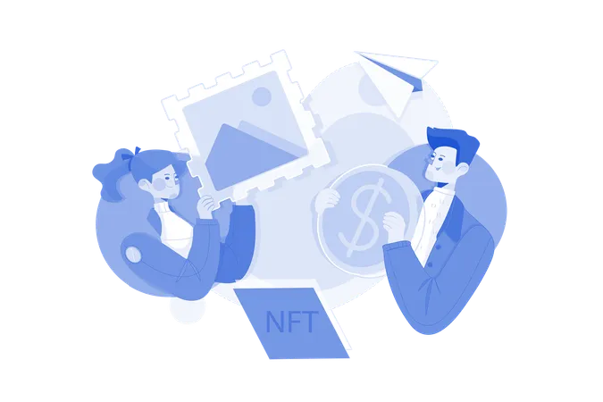 NFT Exchange Illustration Concept On White Background Illustration