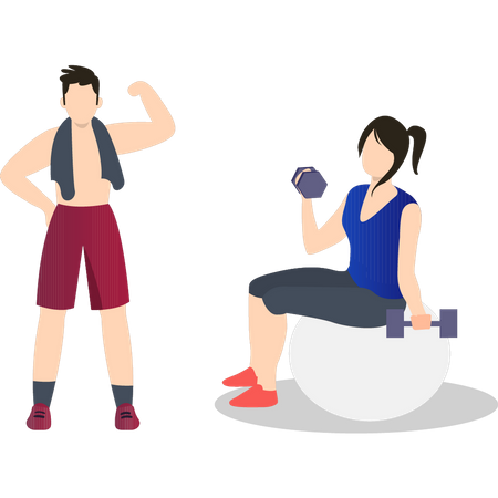 People exercising at gym  Illustration