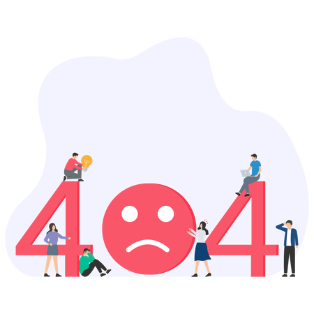 404エラーに直面している人々  イラスト