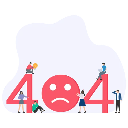 404エラーに直面している人々  イラスト