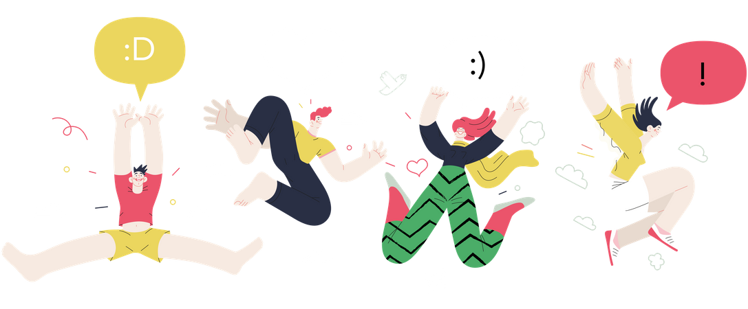 People feeling happy and jumping in the air Illustration