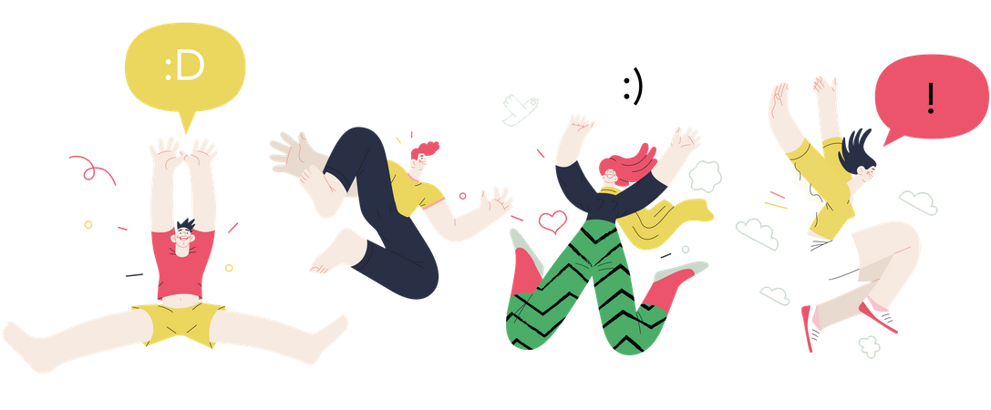 People feeling happy and jumping in the air  Illustration