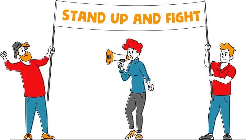 People Fighting for their Rights  Illustration