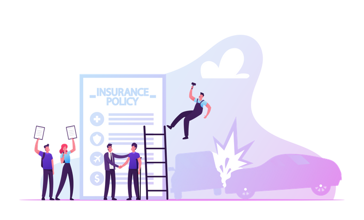 People Fill Form Accident Insurance  Illustration