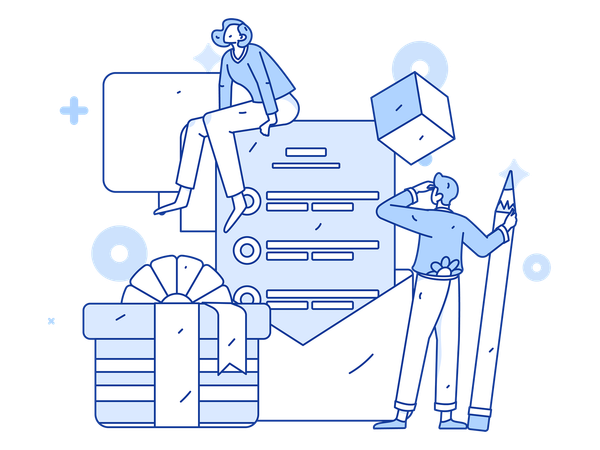 People filling business questionnaire  Illustration