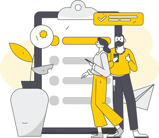 People filling customer survey form  Illustration