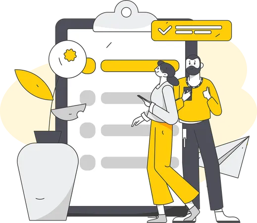 People filling customer survey form  Illustration