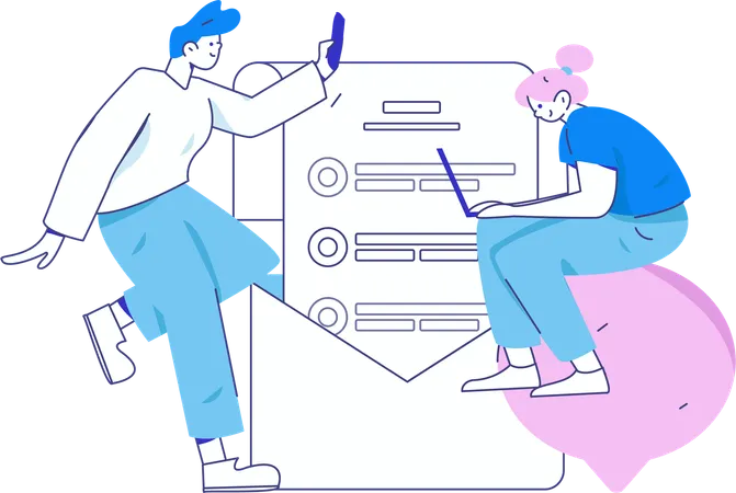 People filling Digital Job Application Form  Illustration