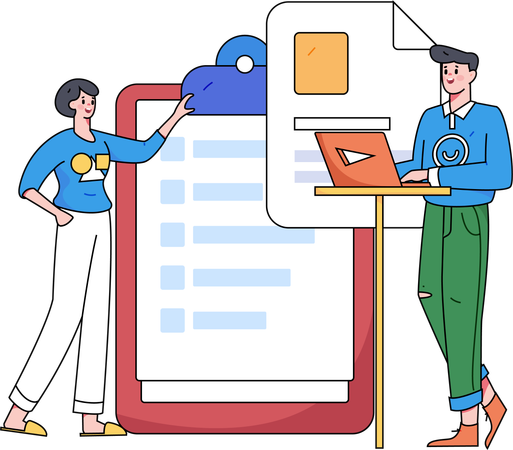 People filling online survey form  Illustration