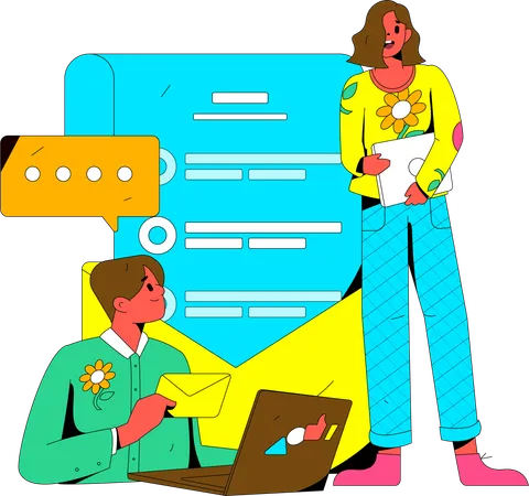 People filling online survey form  Illustration