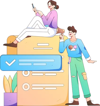 People filling questionnaire form  Illustration